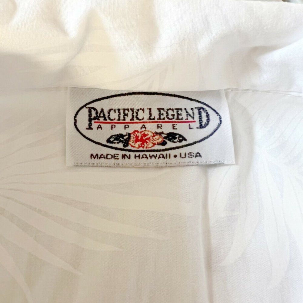 Pacific Legend White Hawaiian Shirt SS Floral Band Print USA 100% Cotton - Large - Picture 3 of 4